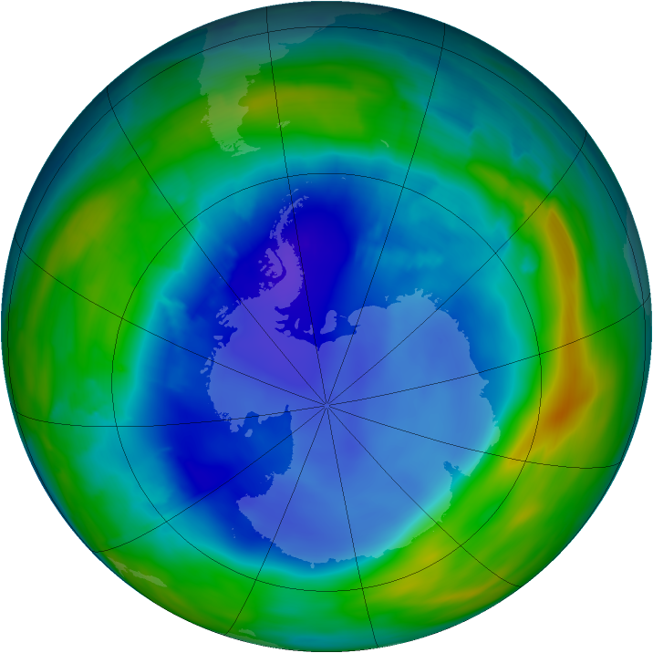 Antarctic ozone map for 23 August 2013